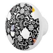 鳥およびコップパターン セラミックノブ (右)