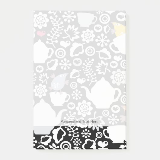 鳥およびコップパターン ポストイット (正面)