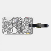 鳥およびコップパターン ラゲッジタグ (裏面横)