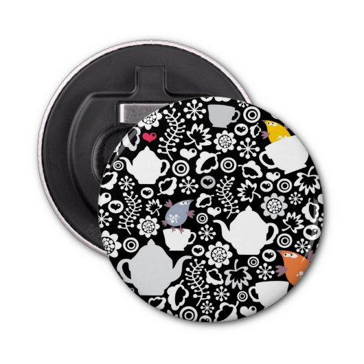 鳥およびコップパターン 栓抜き (正面)