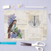 鳥およびシャンデリアのヴィンテージのフランス人のティッシュペーパー 薄葉紙 (クラフト)