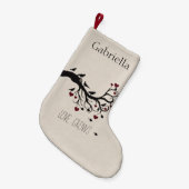 鳥およびハートの木愛は育ちます スモールクリスマスストッキング (正面 (吊り時))