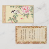 鳥およびバラのImao Keinenのukiyo-eの花日本 名刺 (正面/裏面)