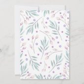 鳥およびピンクの花の森林ベビーシャワー 招待状 (裏面)