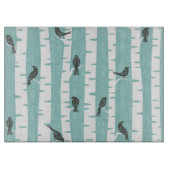 鳥および木が付いているパターン カッティングボード (正面)