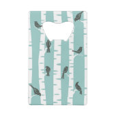 鳥および木が付いているパターン クレジットカード栓抜き (裏面)