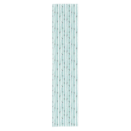 鳥および木が付いているパターン ショートテーブルランナー (正面)