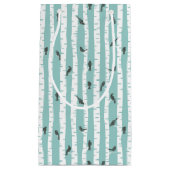 鳥および木が付いているパターン スモールペーパーバッグ (正面)