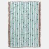 鳥および木が付いているパターン スローブランケット (正面縦)