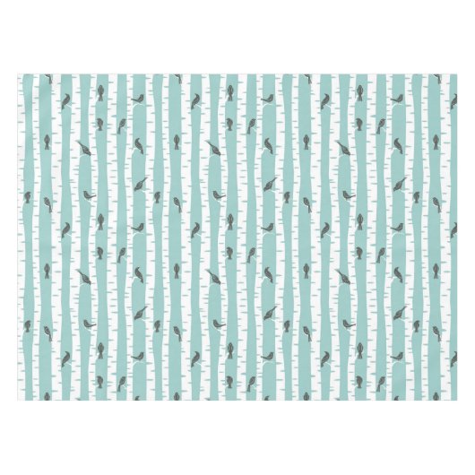 鳥および木が付いているパターン テーブルクロス (正面(横))
