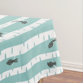 鳥および木が付いているパターン テーブルクロス (インサイチュ)