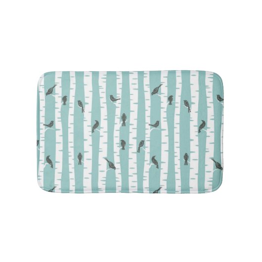 鳥および木が付いているパターン バスマット (正面)