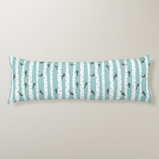 鳥および木が付いているパターン ボディピロー (正面)