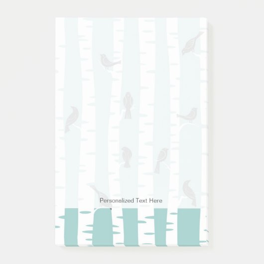 鳥および木が付いているパターン ポストイット (正面)