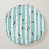 鳥および木が付いているパターン ラウンドクッション (裏面)