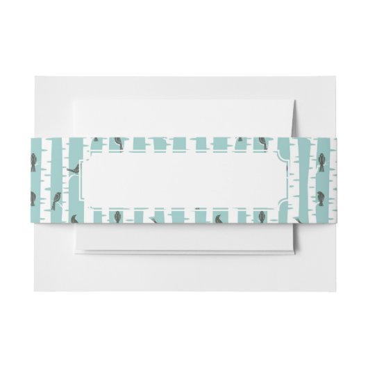 鳥および木が付いているパターン 招待状ベリーバンド (正面例)