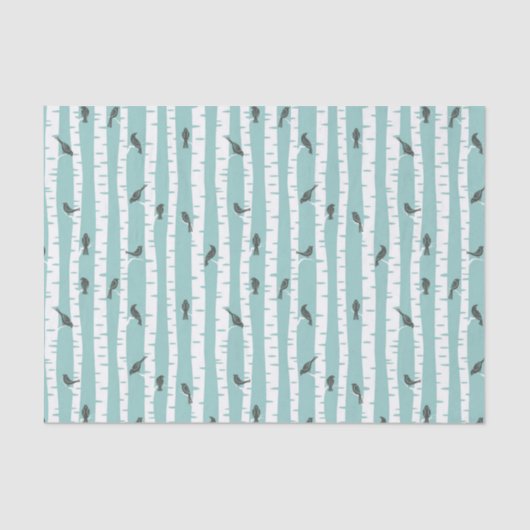 鳥および木が付いているパターン 薄葉紙 (正面)