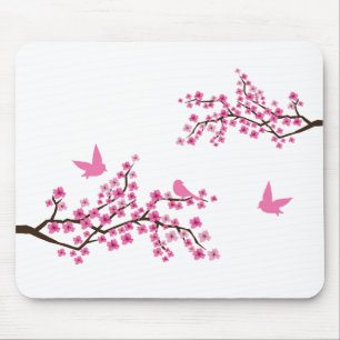 鳥および桜のマウスパッド マウスパッド