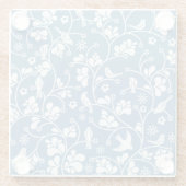 鳥および植物のオーナメントが付いているパターン ガラスコースター (裏面)