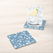 鳥および植物のオーナメントが付いているパターン スクエアペーパーコースター (インサイチュ)