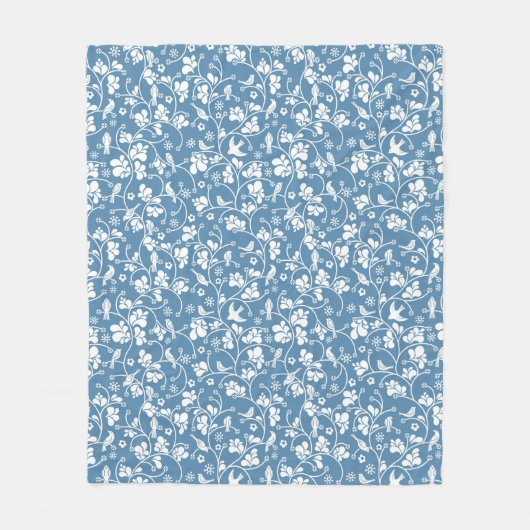 鳥および植物のオーナメントが付いているパターン フリースブランケット (正面)