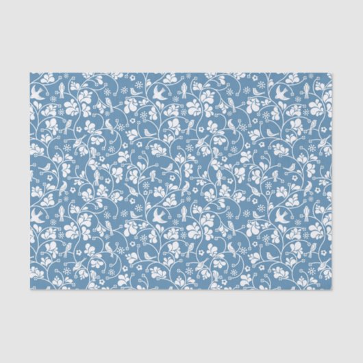 鳥および植物のオーナメントが付いているパターン 薄葉紙 (正面)