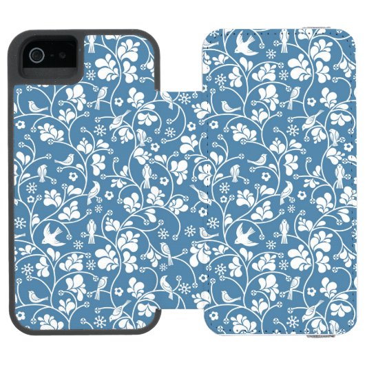 鳥および植物のオーナメントが付いているパターン INCIPIO iPhoneウォレットケース (フォリオ Open)