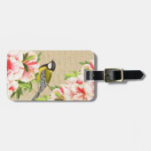 鳥および花が付いているガーリーなヴィンテージの荷物のラベル ラゲッジタグ (正面横)