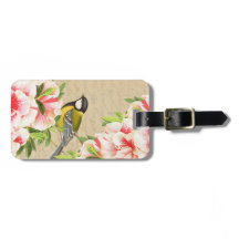 鳥および花が付いているガーリーなヴィンテージの荷物のラベル