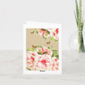 鳥および花が付いているヴィンテージの誕生日のメッセージカード カード (裏面)