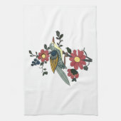 鳥および花が付いている台所タオル キッチンタオル (縦)