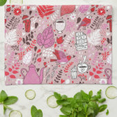 鳥および花が付いている風味がよいパターン キッチンタオル (折り畳み)