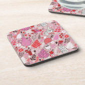 鳥および花が付いている風味がよいパターン コースター (左側)