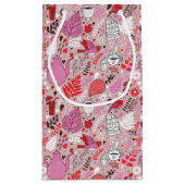 鳥および花が付いている風味がよいパターン スモールペーパーバッグ (裏面)