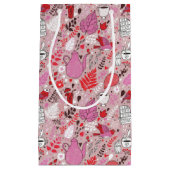 鳥および花が付いている風味がよいパターン スモールペーパーバッグ (正面)