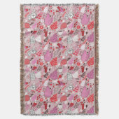 鳥および花が付いている風味がよいパターン スローブランケット (正面縦)