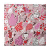 鳥および花が付いている風味がよいパターン タイル (正面)