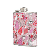 鳥および花が付いている風味がよいパターン フラスク (左)