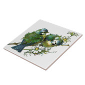 鳥および花の白いセラミックタイル タイル (側面)