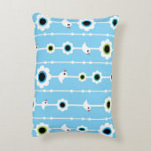 鳥および花の青パターン アクセントクッション (裏面(縦))