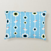 鳥および花の青パターン アクセントクッション (裏面)