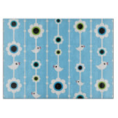 鳥および花の青パターン カッティングボード (正面)