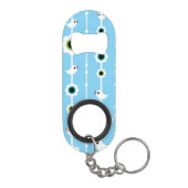 鳥および花の青パターン キーホルダー栓抜き (裏面)