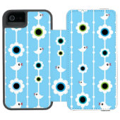 鳥および花の青パターン INCIPIO iPhoneウォレットケース (フォリオ Open)