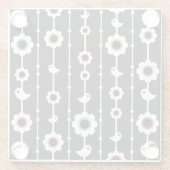 鳥および花模様 ガラスコースター (裏面)