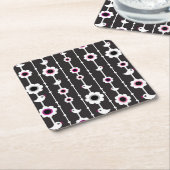 鳥および花模様 スクエアペーパーコースター (アングル)