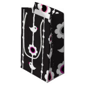 鳥および花模様 スモールペーパーバッグ (正面アングル)