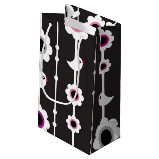 鳥および花模様 スモールペーパーバッグ (裏面アングル)