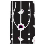 鳥および花模様 スモールペーパーバッグ (正面)