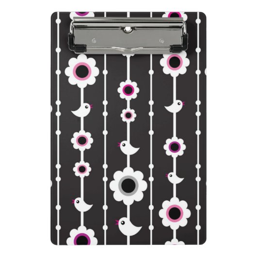 鳥および花模様 ミニクリップボード (正面)